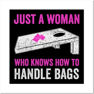 Just A Woman Who Handles Bags Funny Cornhole Women Posters and Art